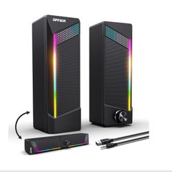 (7777-62) Computer Speakers, 2 in 1 PC Speaker , Gaming Speakers for PC Computer Laptop Desktop Monitor, RGB Speakers with Touch Sensitive Lighting, U
