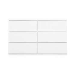 Modern White 6 Drawer Dresser, Wave Panel Drawer Fronts, Storage Cabinet, Versatile Chest of Drawers for Bedroom, Living Room - Sleek & Spacious Home 
