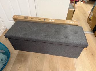 Brand New Gray Storage Ottoman Bench – 43 Inches