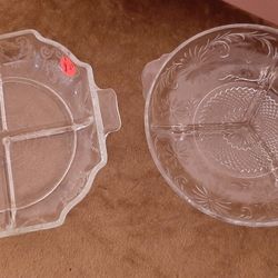 Glass serving dishes with divided sections.
$8. each
