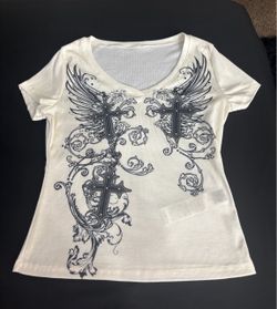 StreetHx Black & White Punk Print V-Neck T-Shirt