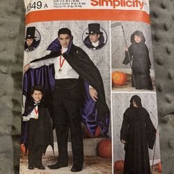 Simplicity 1349  Sizes Boys S-l Men’s S-XL Costume Uncut