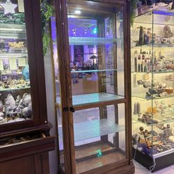 Oak Colored Display Hutch