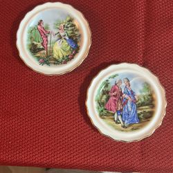 2 Vintage Courting Couple Plates