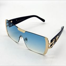 Women’s Chanel Sunglasses Model X6099 Shield Style Blue Faded Gold Lens