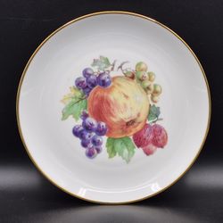Vintage J K Carlsbad Porcelain Plate, Fruits, 7.75"