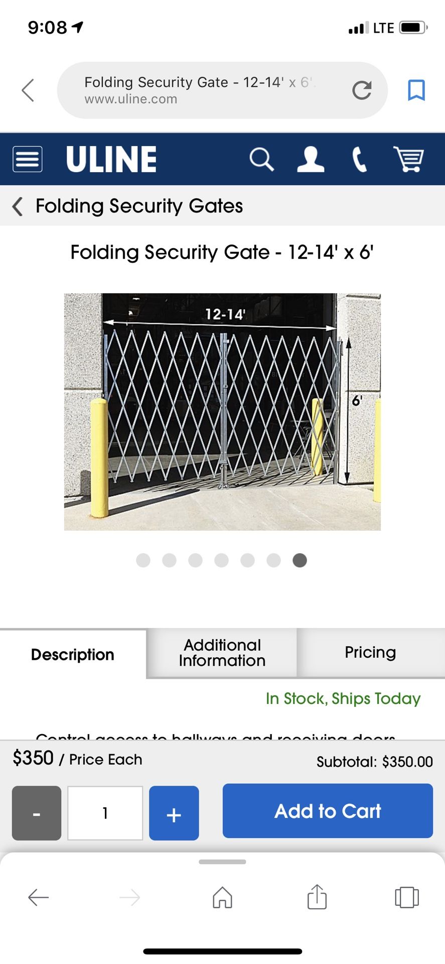 ULINE H-3419 Folding Security Gate