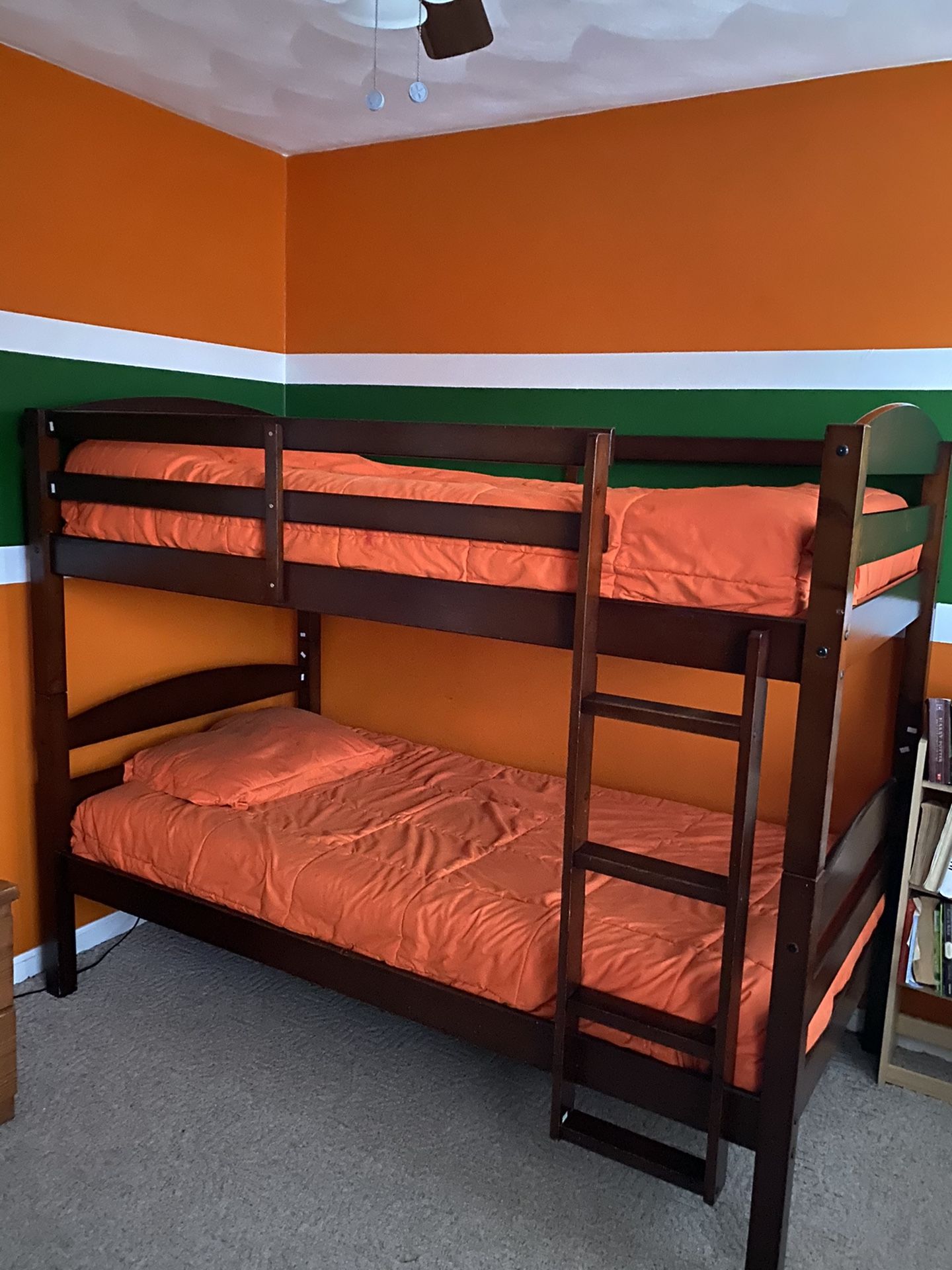 Great Condition!!! Dark Brown Wood Bunk Bed Set