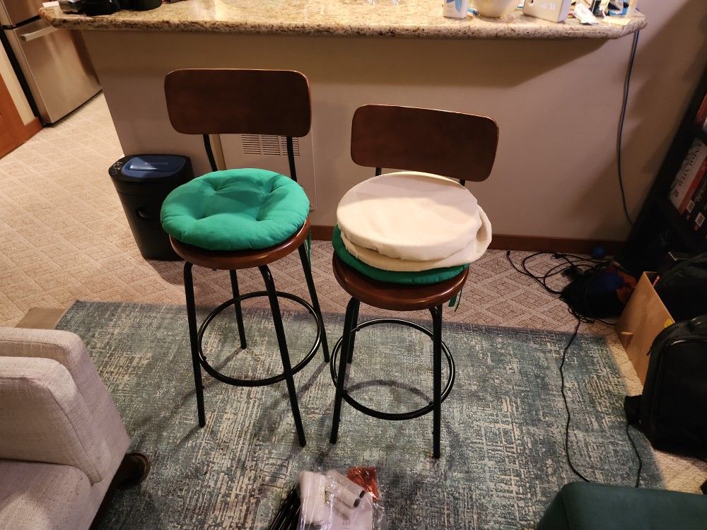 FREE Swivel Bar Stools, Set Of 2, 26" 30" w/ Cushion Set