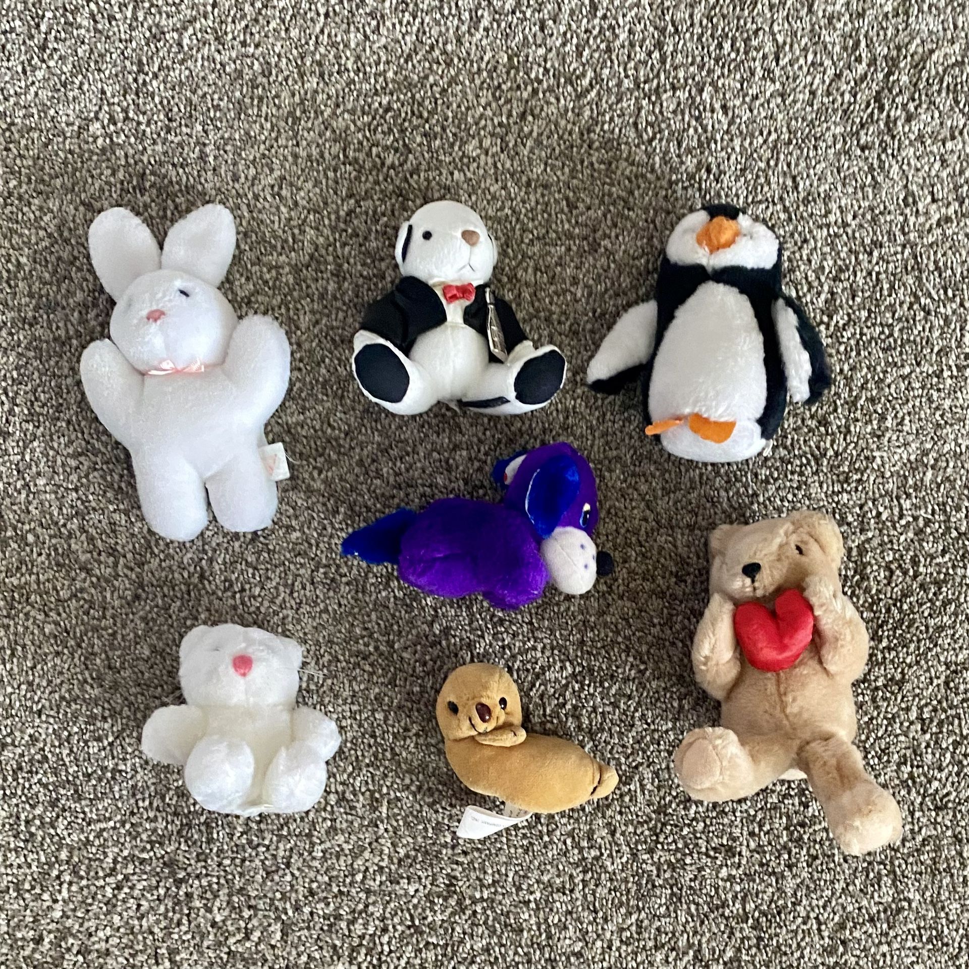 7 Vintage 90s Mini Plush Stuffed Animal Lot
