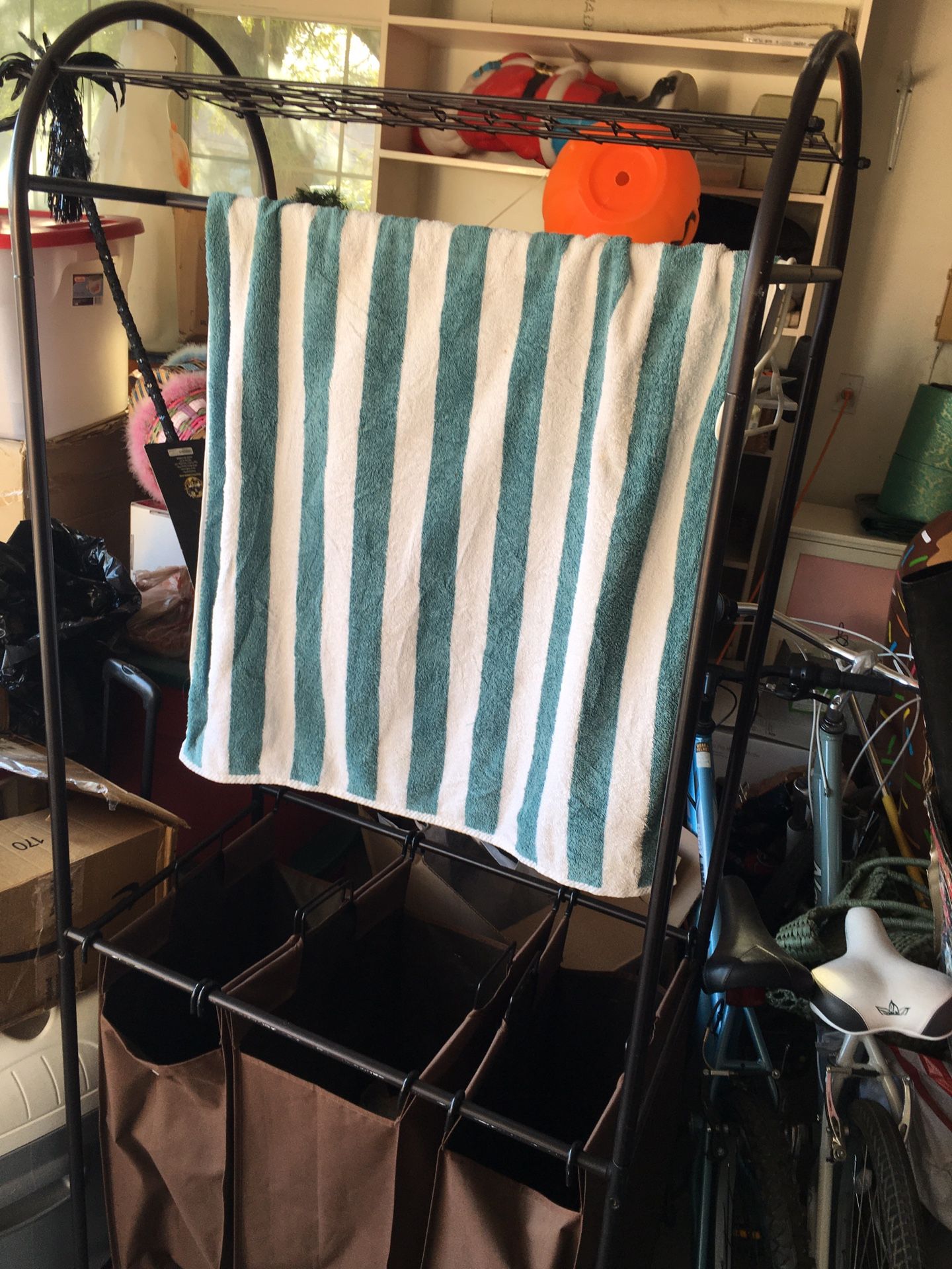 Clothes Organizer Sorter Hanging Bar & Shelf On Top