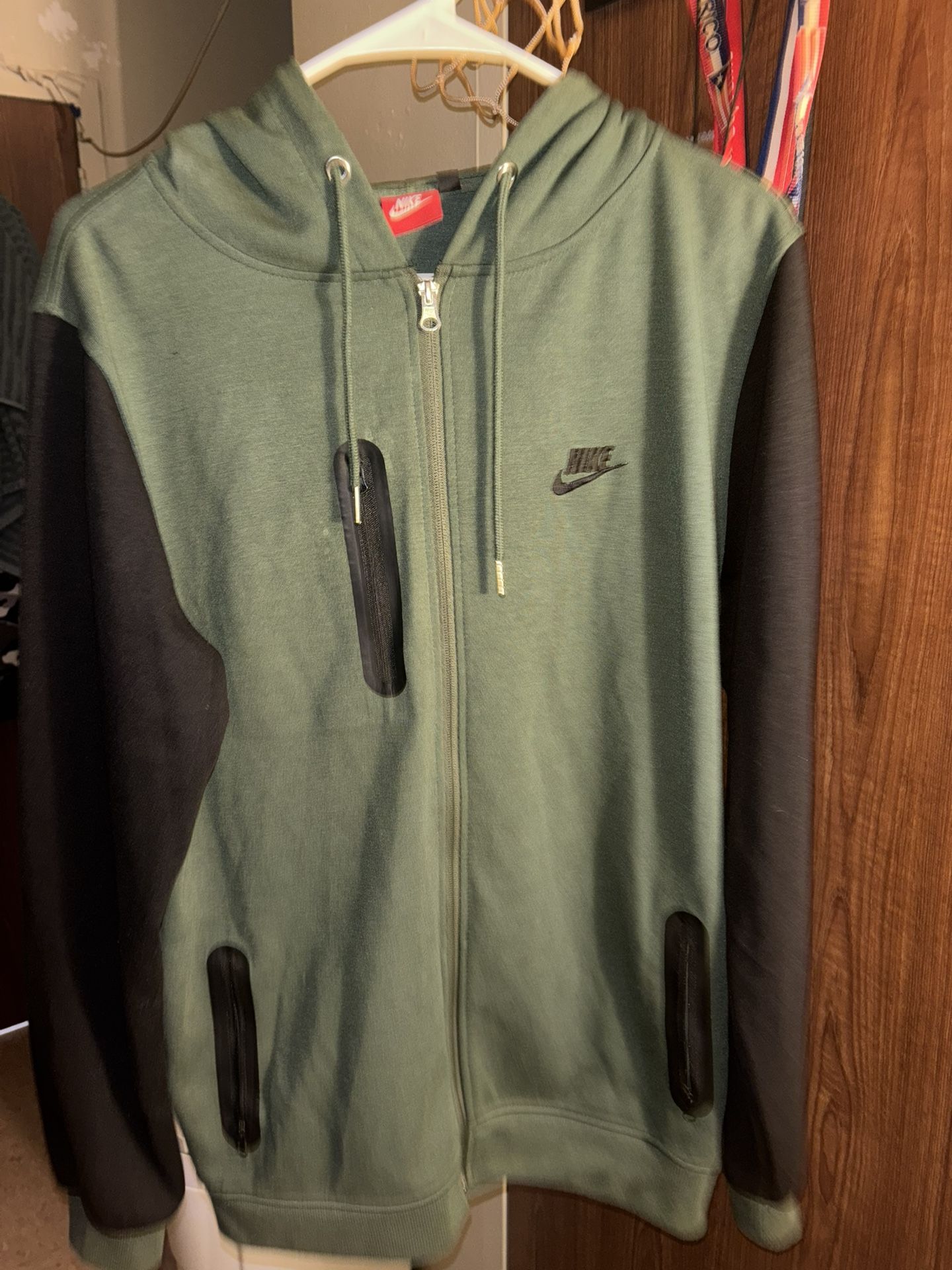 Nike Olive and Black zip up hoodie