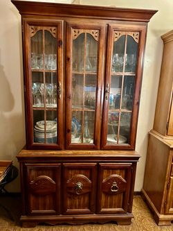 Wood China Cabinet with Glass Doors
