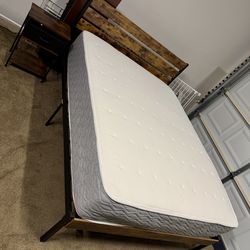 12 inch Queen Bed Frame with Mattress & nightstand included