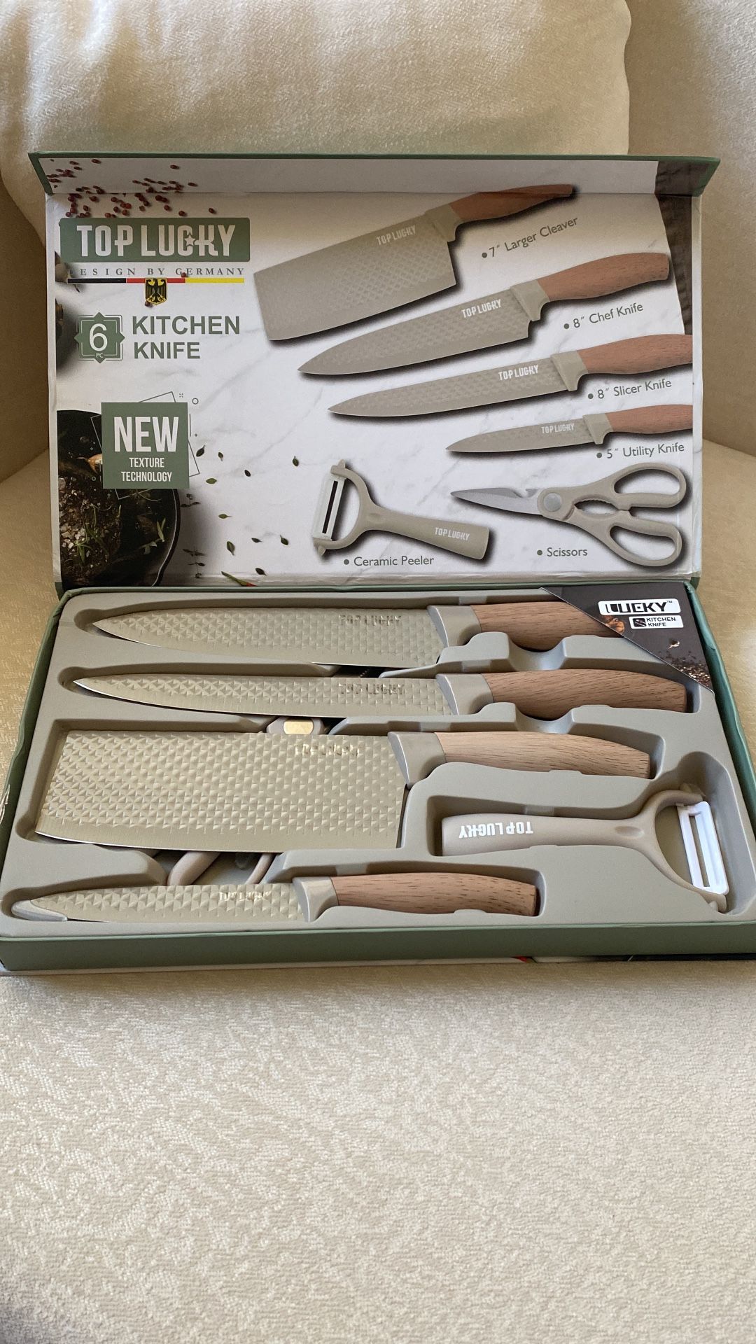 Household Multi-Piece Set Knife Kitchen Beige BRAND NEW Thanksgiving Christmas Gift