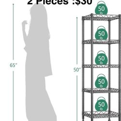 π 2Pcs 5-Tier 11.8βWx11.8βDx50βH Standing Shelving Metal Units, Adjustable Height Wire Shelf Display Rack for Laundry Bathroom Kitchen, Black