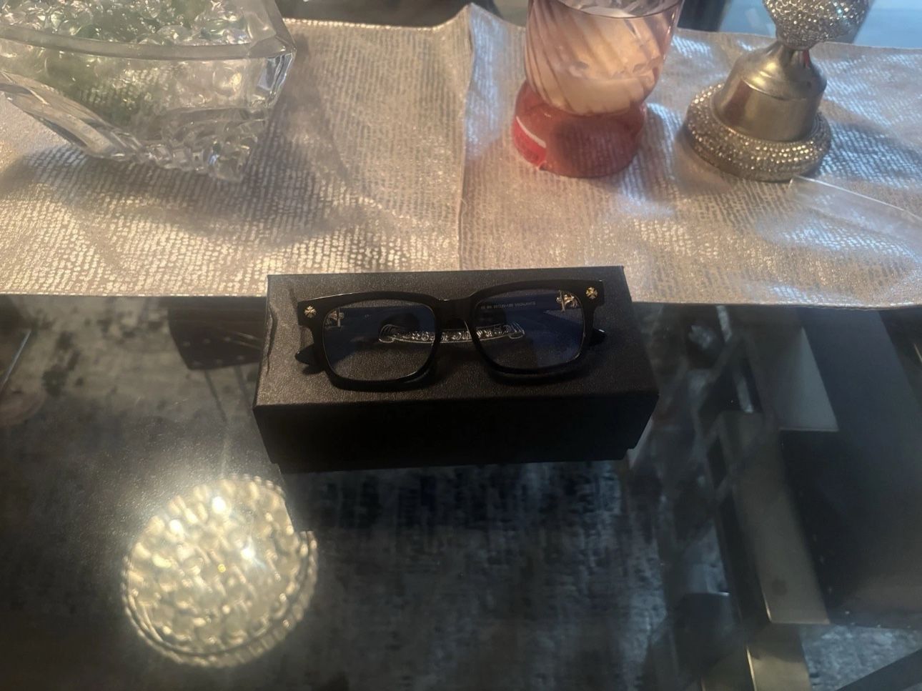 Black Chrome Heart Glasses