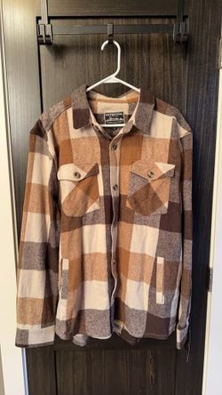 DISTORTION 2X C Brown Tan Plaid Flannel Shirt Jacket 0363