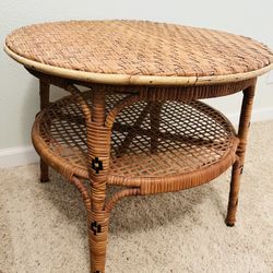 Round Rattan side Table