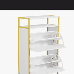 Modern White & Gold Shoe Cabinet