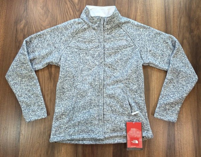 The North Face Womens Small Indi Fleece Gray Full Zip Pockets Jacket A7M8EY8 New
