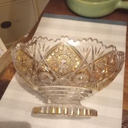 Low Pedestal Pressed Glass Bowl 