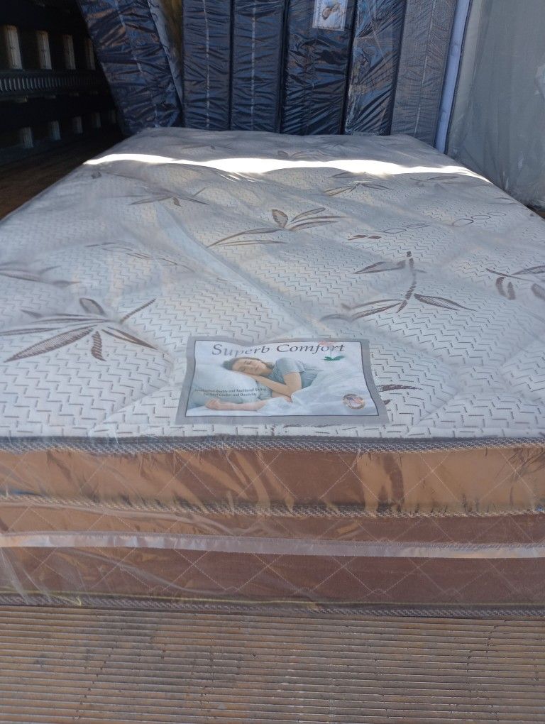 Brand New Queen Size Pillowtop Mattress And Box Spring Free Delivery