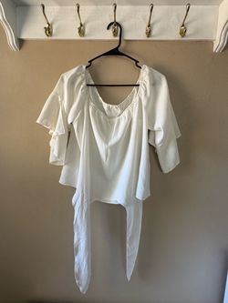White Flowy Ruffle Sleeve Blouse