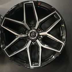 Fuel FC FLUX 22x10 6x139.7 -18 black with 33x12.50r22 mud tires available in stock we finance 