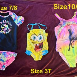 Little Girls Swim Suit Size 3T, 7/8 and 10/12
