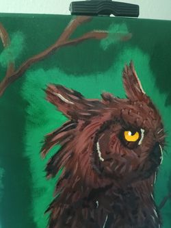 Killian Signed Original Owl Painting on Canvas, Ultra Contemporary, Unframed