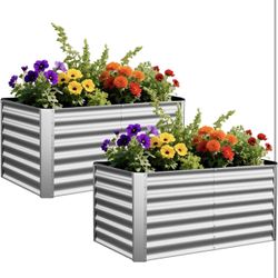4X2X2ft (2 Pack) Galvanized Raised Garden Bed,Outdoor Planter Box Metal Patio Kit Planting Bed for Vegetables Flowers Herb