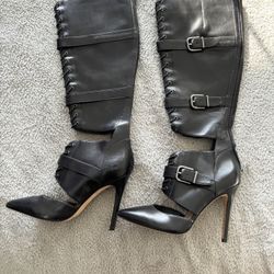 Black Leather Via Spiga Boots Size 5.5