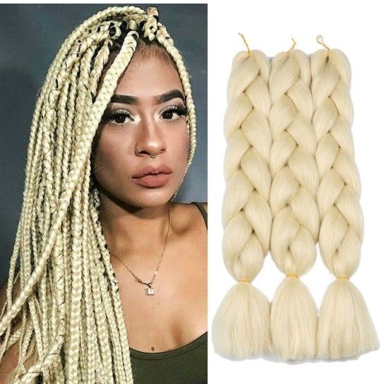 SOVAEER Yellow Jumbo Braiding Hair Extensions Jumbo Braids for Twist Box Braids Crochet Hair High Temperature Synthetic Fiber Single Color for Women 2