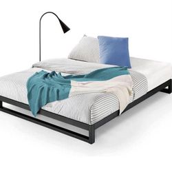 🛏️ Metal Platform Bed Frame with Wood Slat Support – Full Size New | No Box Spring Needed | Easy Assembly