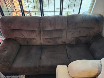 Brown Corduroy 3-Seat Reclining Sofa