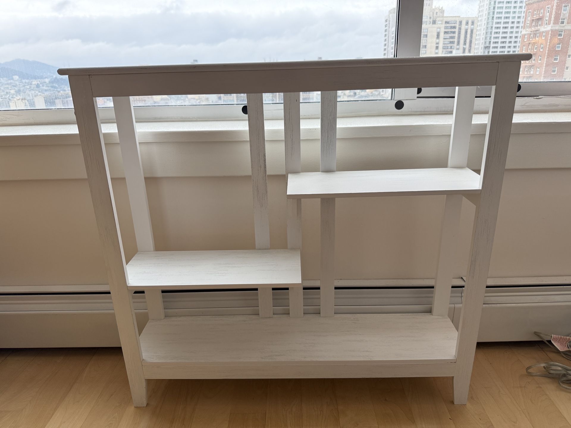 Console Table - White with Brushed Metallic