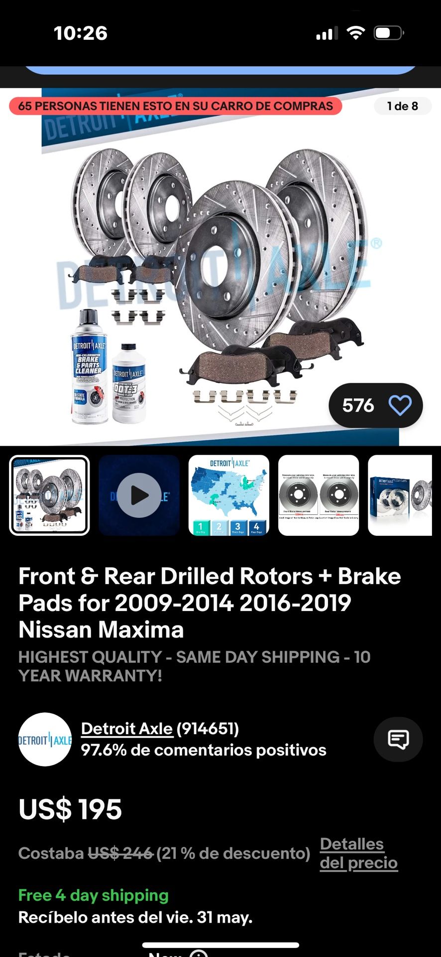 Front and Rear Drilled Rotors + Breaks Pads