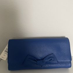 Blue Pebble Leather Clutch 