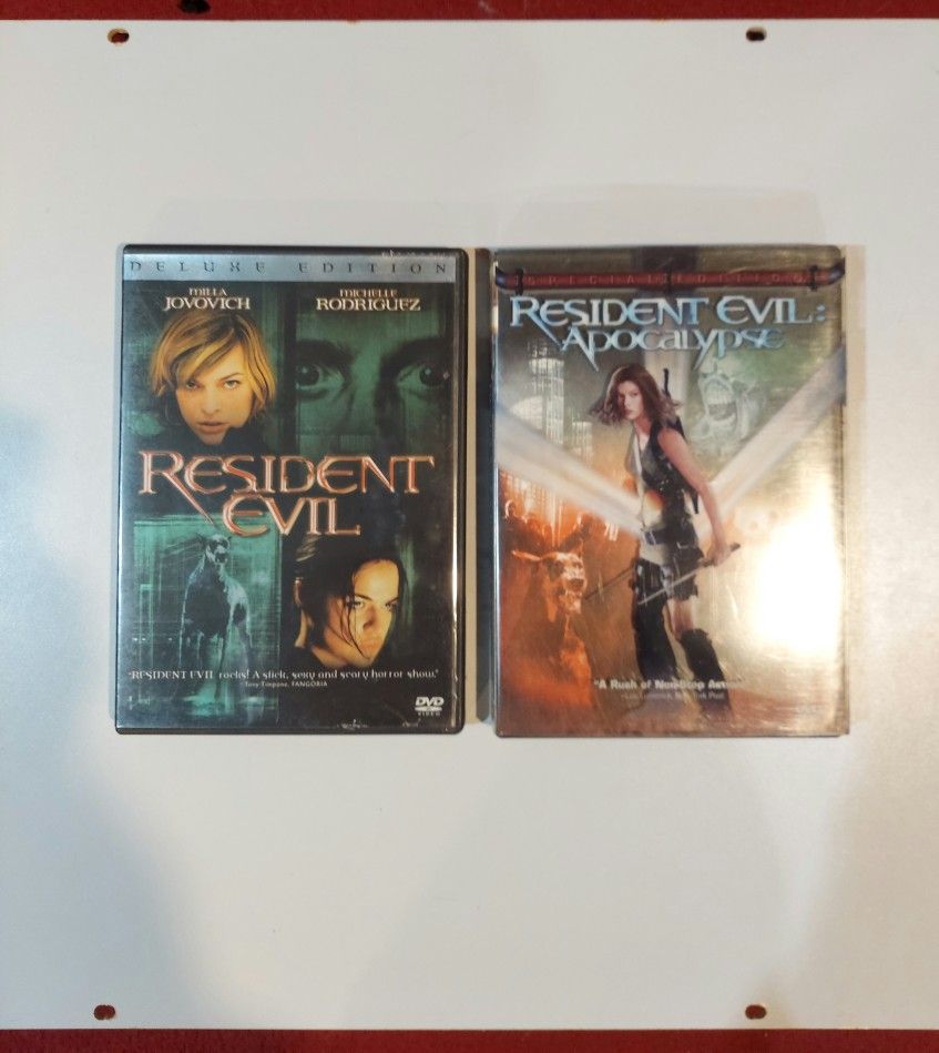 SET OF 2 DVD MOVIES - RESIDENT EVIL DVD 2002 DELUXE EDITION & RESIDENT EVIL APOCALYPSE DVD 2004 SPECIAL EDITION