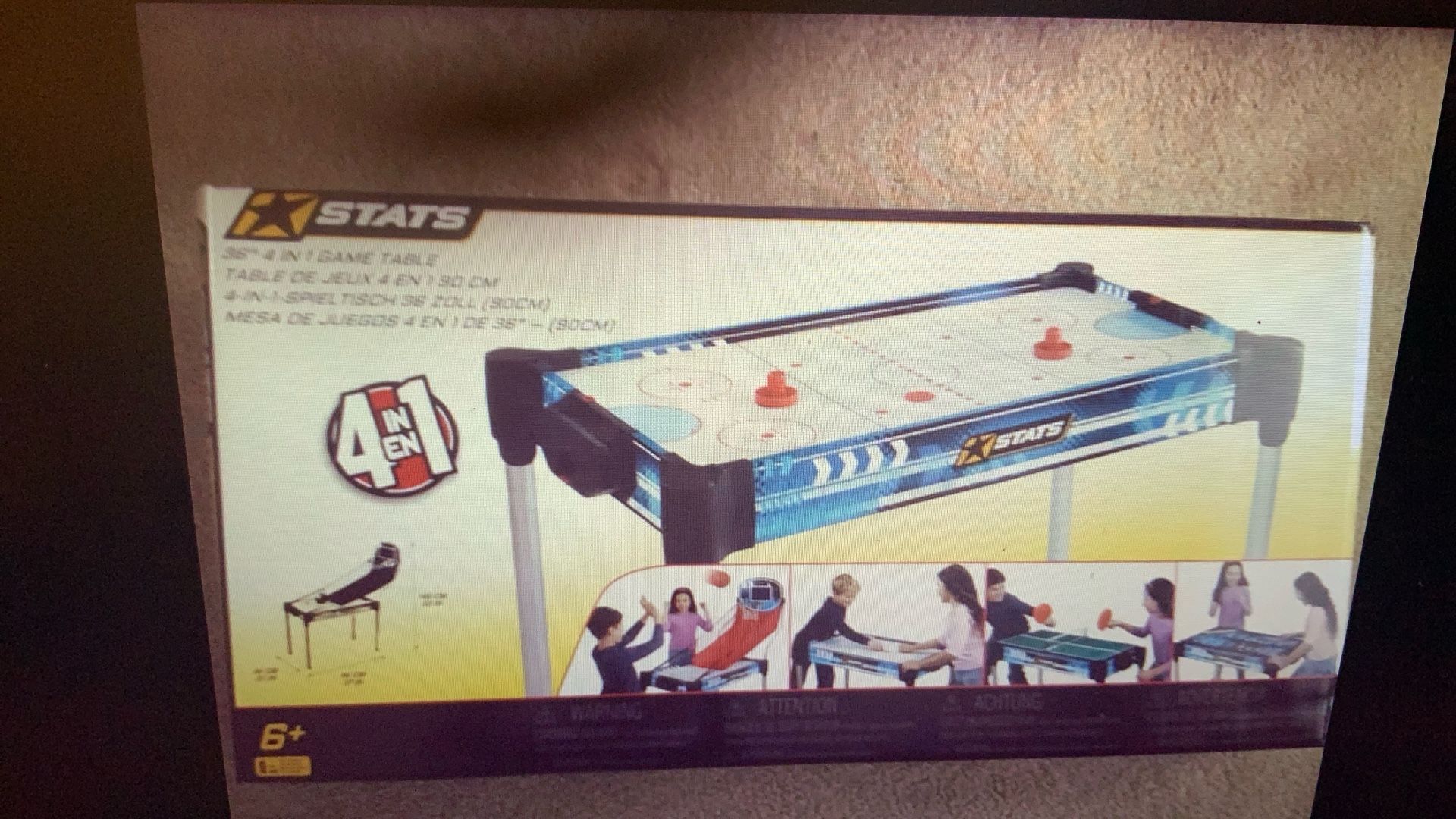 4Games Table: Hockey, Baseball,Table Tennis, BumperShotShuffleBoard - $44