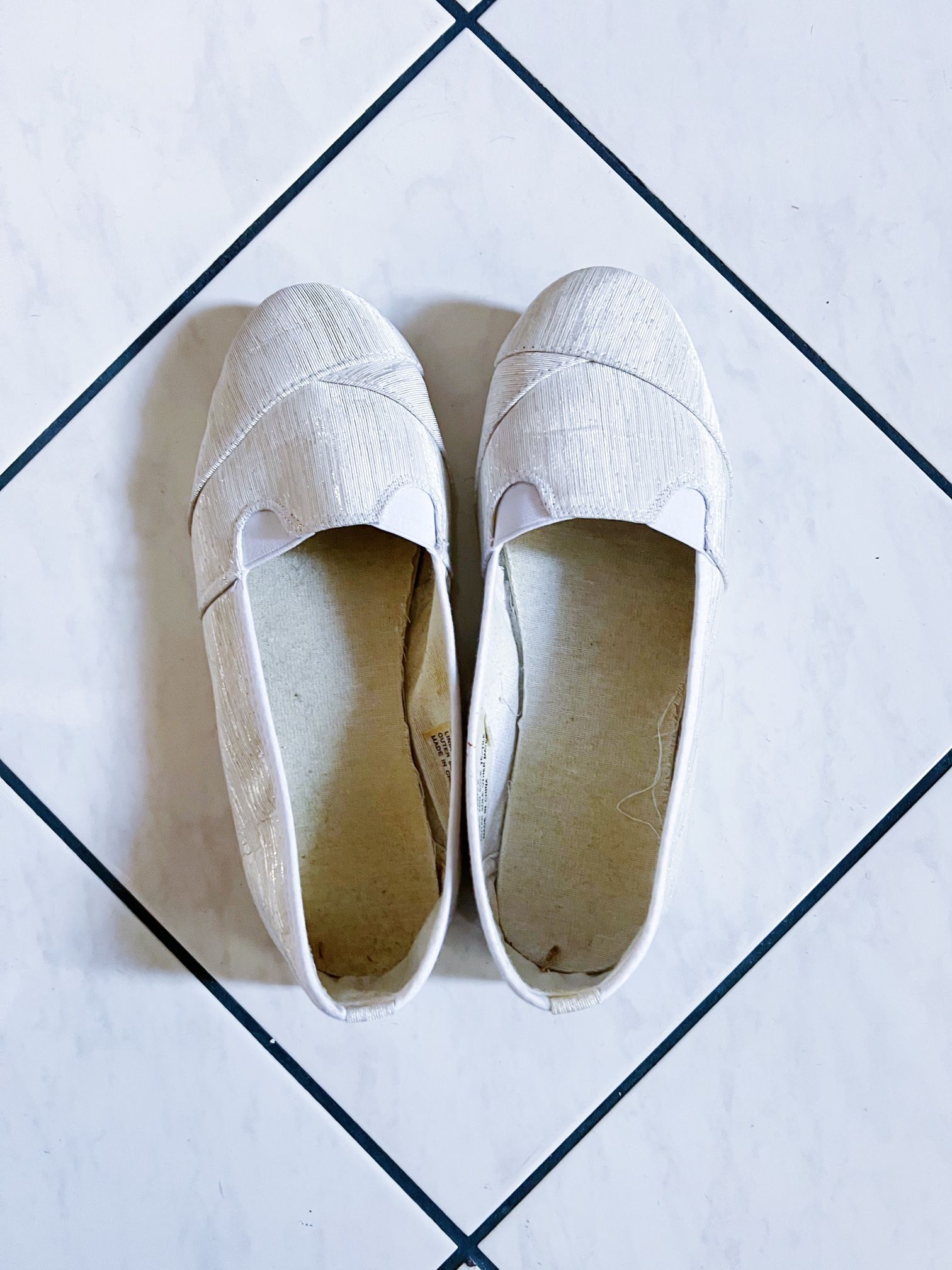 White Sparkly Textile Flats