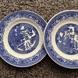 Willow Ware Dinner Plates by Royal China on Royal Ironstone Underglaze