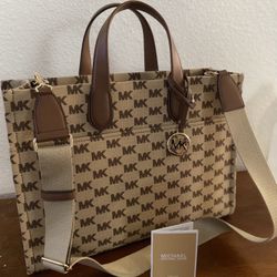 Michael Kors Large Tote Bag Gigi Fabric Brown Purse