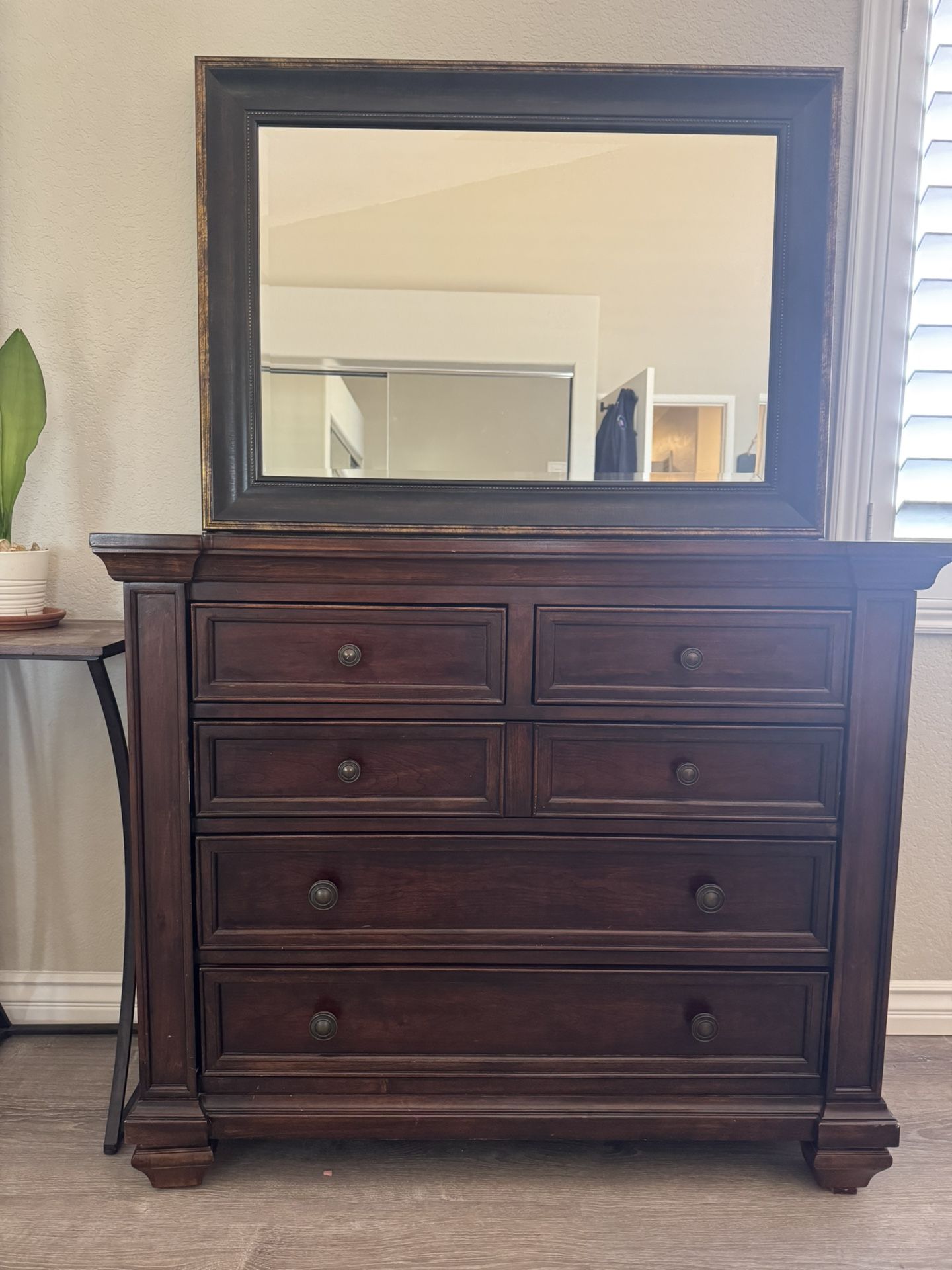 Solid Wood Dresser And Mirror