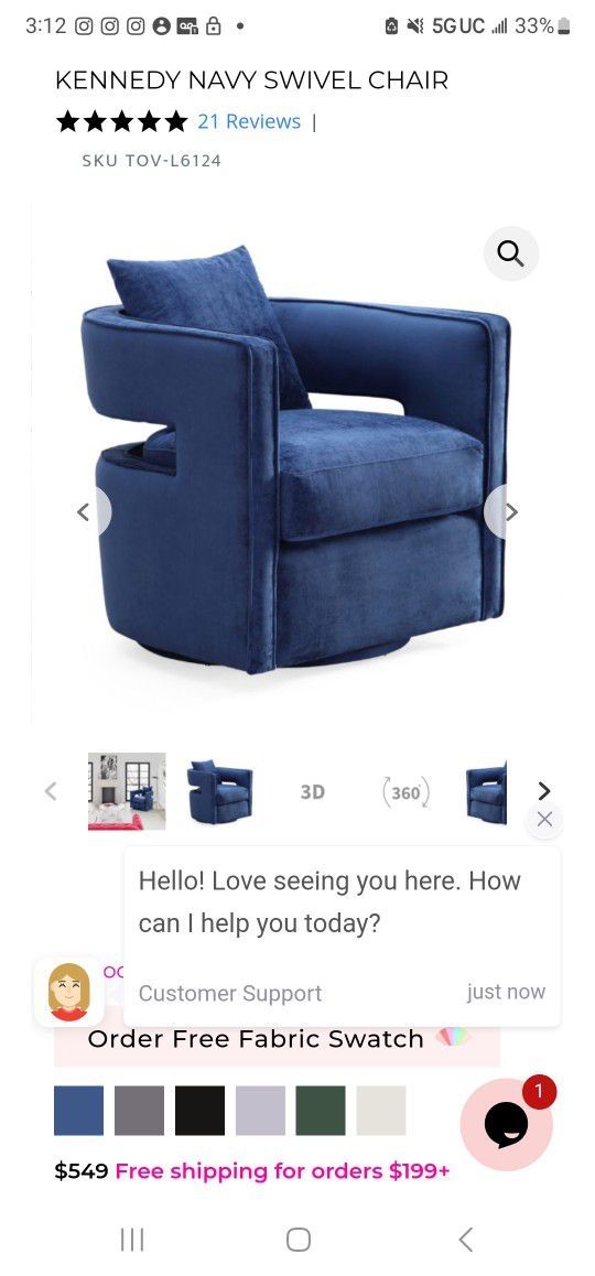 TOV Kennedy Swivel Chair