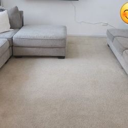 Ashley Grey/beigh Sectional with Ottoman 