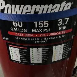 Powermate 60gal 3.7hp 155psi vertical Compressor 