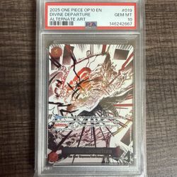 2025 One Piece Op10-019 Divine Departure Alt Art Royal Blood PSA 10