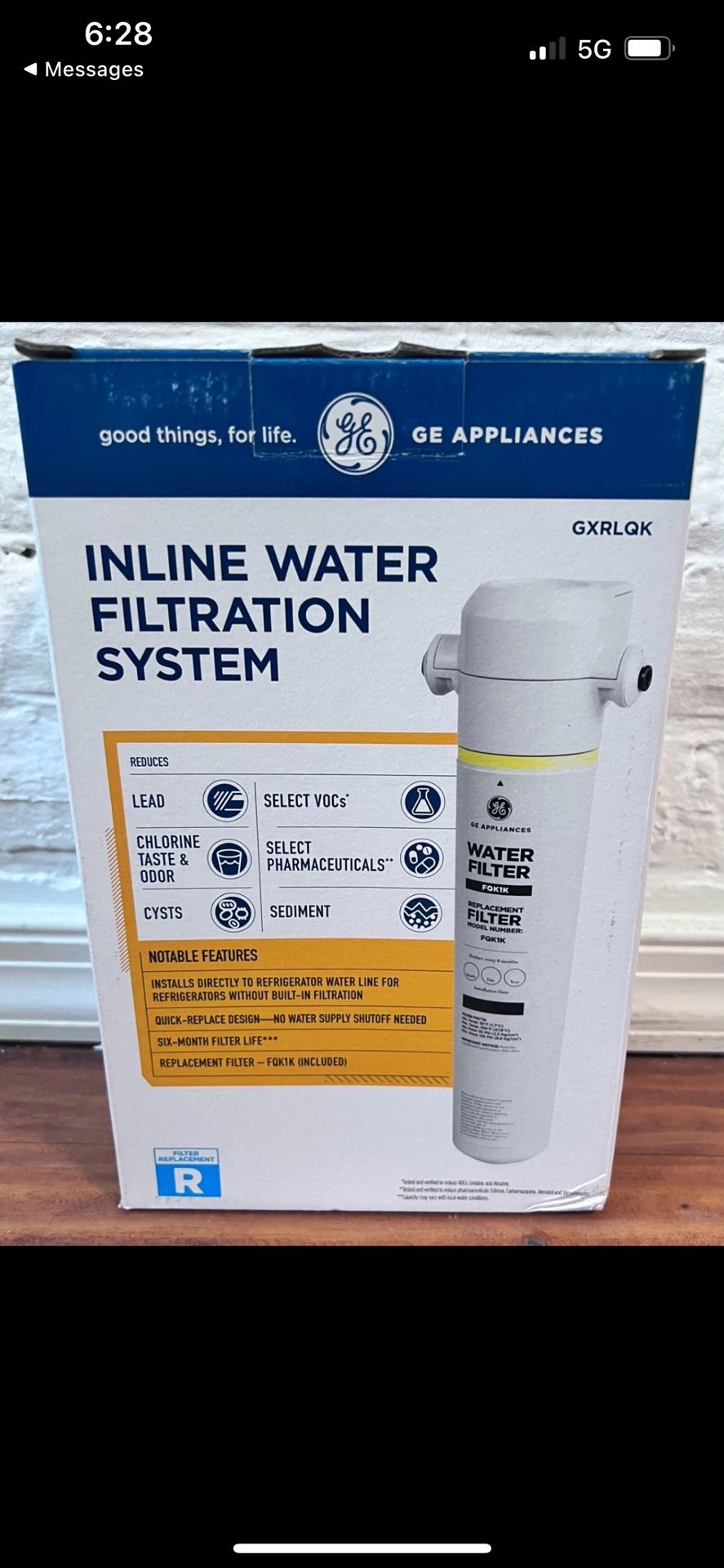 GE In-line Water Filtration System for Refrigerators or Icemakers GXRLQK